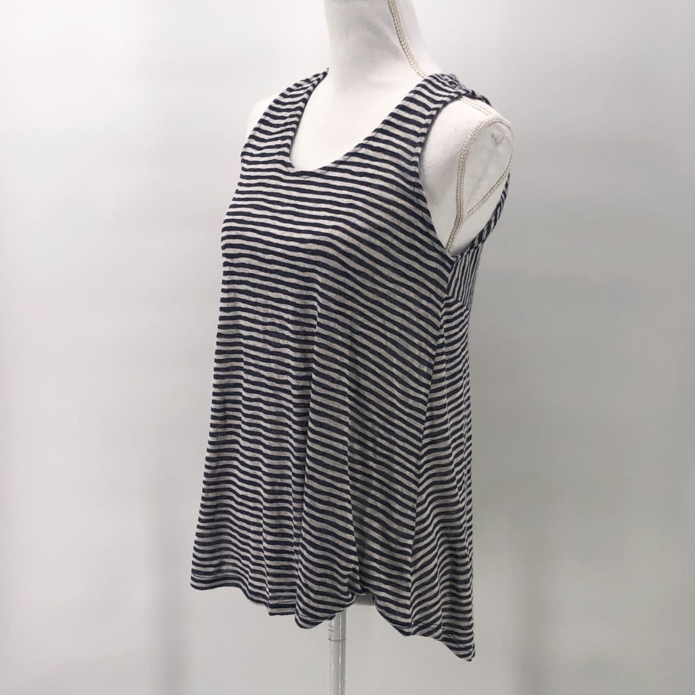 W5 Striped Sleeveless Zipper Top S